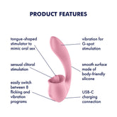 Satisfyer Tongue Genius Vibrator with Clit Stimulator Clit Ticklers and Pulsators